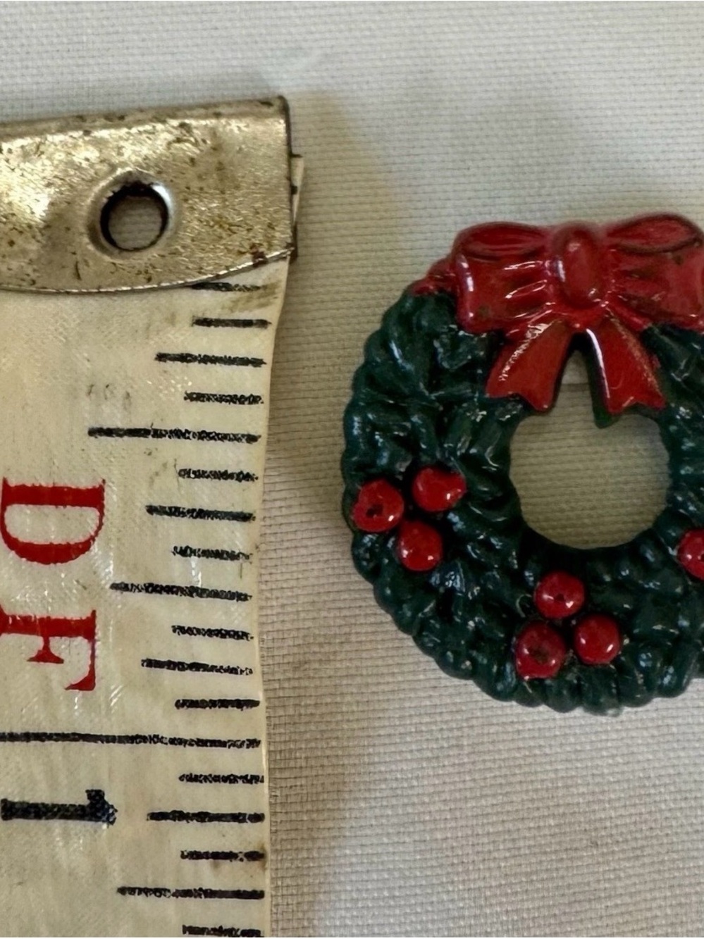 Dollhouse Holiday Wreath Charm with Red Bow Miniature dime sized for crafts